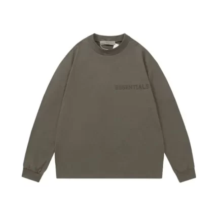 Brown Essentials Casual Round Neck Sweatshirt