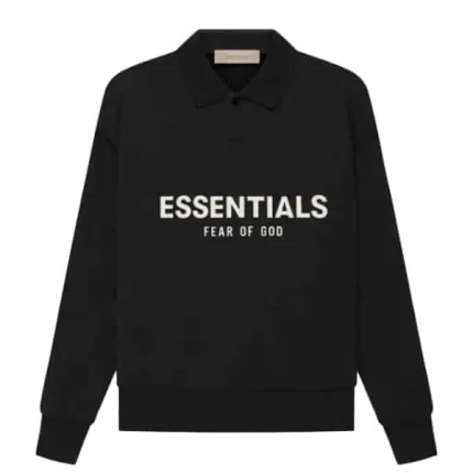 Fear of God Essentials Long Sleeve Polo Sweatshirt Black