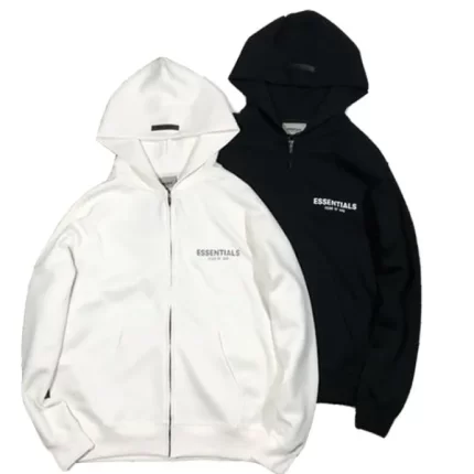 Fear of God Essentials Zip-up Oversized Hoodie Black & White