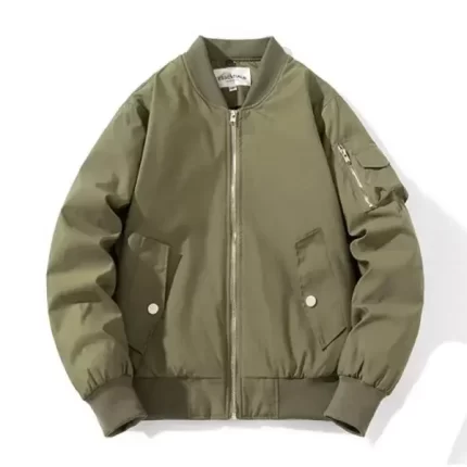 Green Essentials Bomber Baseball Jacket